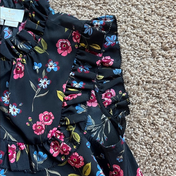 NWT Kate Spade Black Blouse with Pink Floral Design - Picture 4 of 8